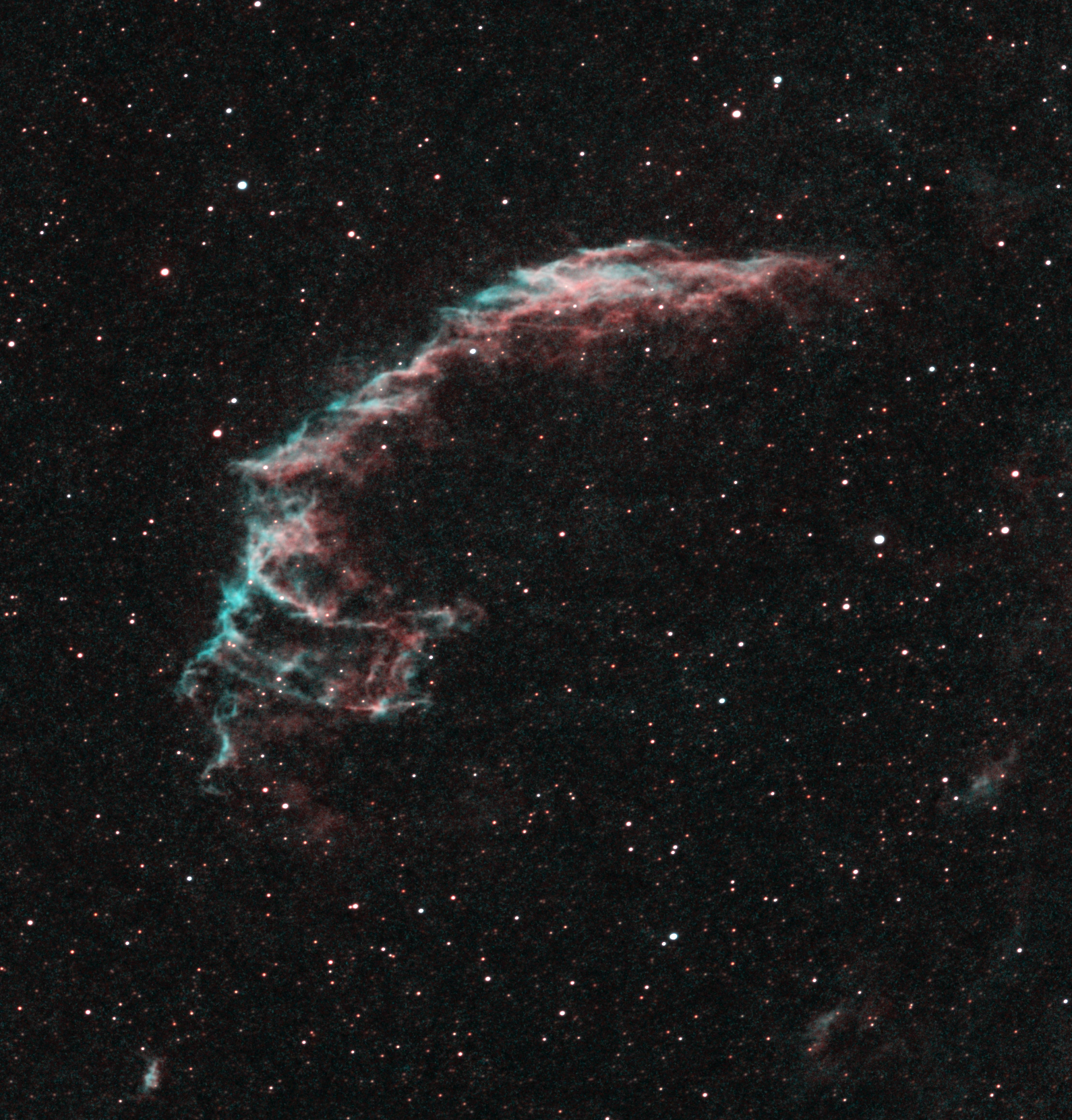 Eastern Veil Nebula, photographed through a small telescope