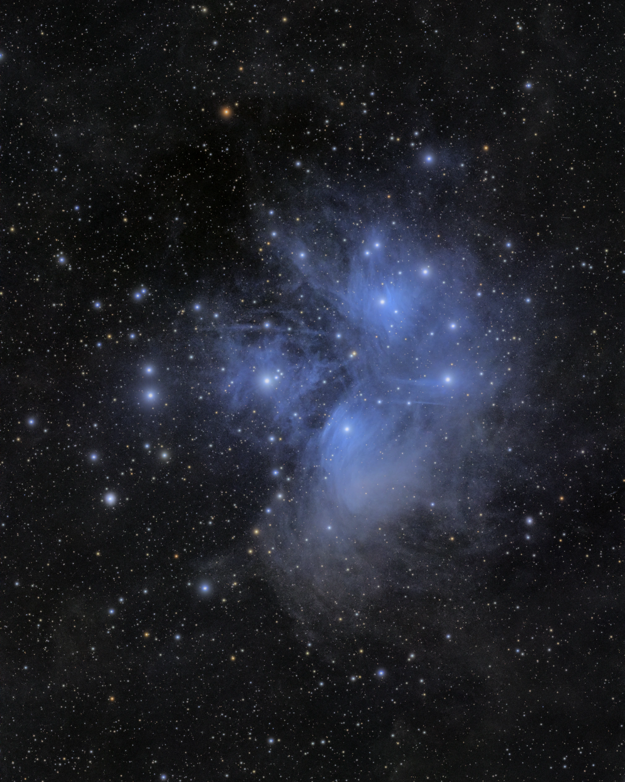 The Pleiades, photographed through a small telescope